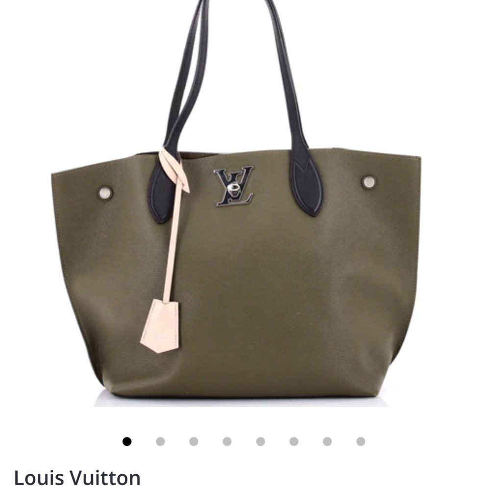 Louis Vuitton Lockme Go Tote Khaki Olive Noir pebbled Leather - Picture 2 of 16